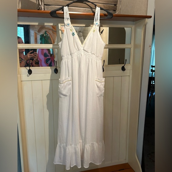 Nick & Mo sheer dress with liner daisy button and velvet trim large - Picture 2 of 6